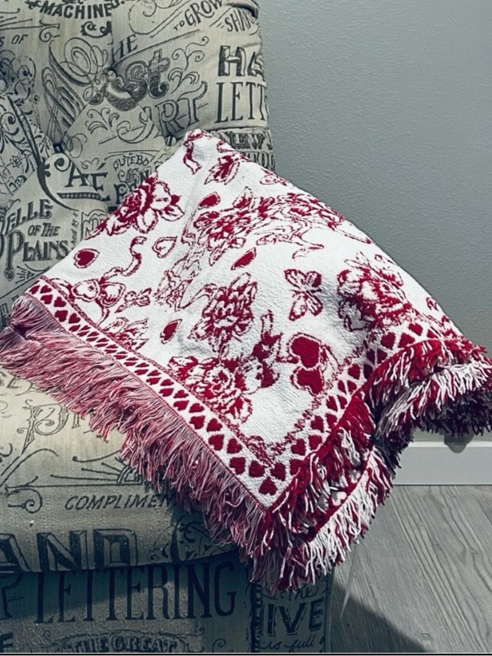 💘 Rachel Zoe Toile Knit Chenille Throw Blanket 50” x  70” NWT